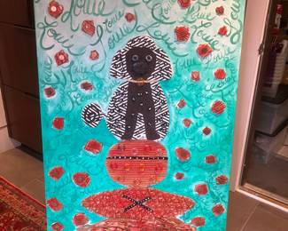 #27	375.00	Lucky Louis Painting oil on canvas (artist:  Reese Foret)  "He is a Very Good Boy"  48T X 30W
