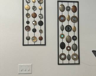 #5 - $100 - Set of 4 modern art mirrored metal 35Hx12W each