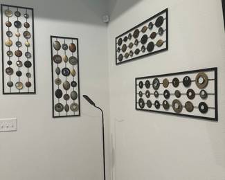 #5 - $100 - Set of 4 modern art mirrored metal 35Hx12W each
