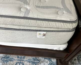 #26 - $450 - King size bed brown inlaid 69"H Serta with Carterson firm with pillow top