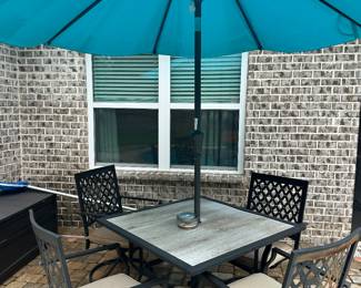 #58 - $190 - Patio set 4 chairs & square table with umbrella 37x37