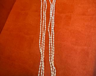 #H - $75 - Freshwater pearls vintage necklace 14kt clasp -24"L