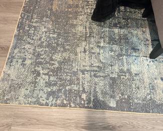 #57 - $120 - Carpet modern turquoise and browns 7'7"x10"