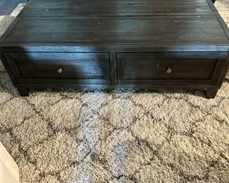 #6 - $300 - Coffee table 2 drawers with lift up stand 18Hx54Wx28D & side table 25x22x24 grey