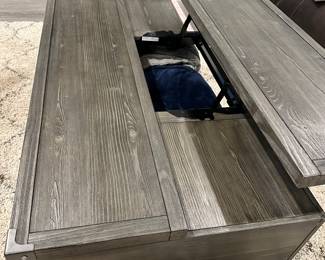 #6 - $300 - Coffee table 2 drawers with lift up stand 18Hx54Wx28D & side table 25x22x24 grey