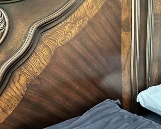 #26 - $450 - King size bed brown inlaid 69"H Serta with Carterson firm with pillow top