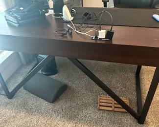 #34 - $300 - Desk brown corner unit 30x60x28 L shaped & 48x19x28D - 1 large drawer & 2 smaller drawer