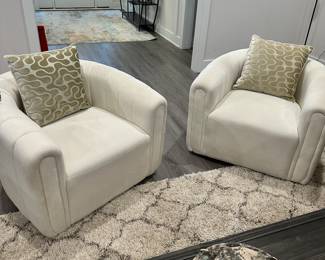 #7 - $220 - Set of microsuede swivel club chairs 26Hx34Dx26W