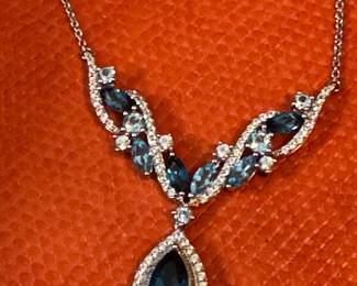 #G - $70 - 925 Sterling necklace with blue stones