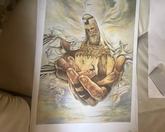 Ari Harpaz, lithograph God holding Jerusalem in hands
Listed Artist average Internet selling price $450. 3 assorted pieces by same artist. Highest offer.