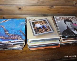 Vintage motown and rock vinyl records.