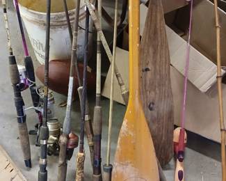 Vintage fishing rods and vintage reels.