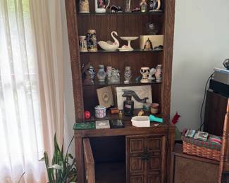 two matching display/book shelves with cabinet underneat