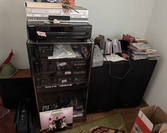 stereo equipment, cd's, vcr
