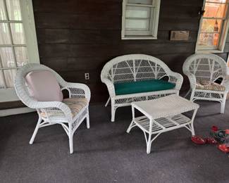 wicker chairs and table set