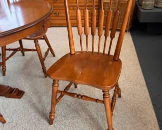 Century Midcentury Table with 2 leaves, 6 chairs