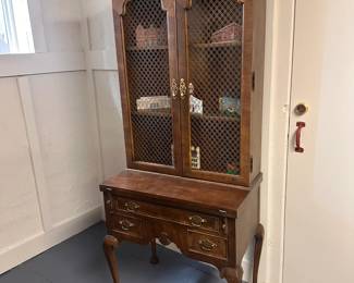 French Farmhouse Secretary Hutch Cabinet - wired no glass