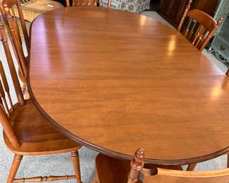 Century Midcentury Table with 2 leaves, 6 chairs