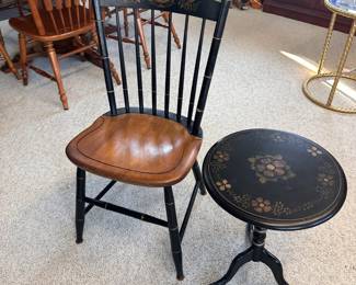 Ethan Allen Side Table, Hitchcock Chair