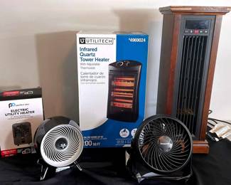Bundle Of Portable Electric Heaters And Fans