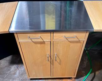 Folding Kitchen Table Island with Stainless Steel Top