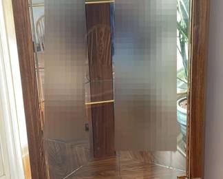 Curio Cabinet Wood With Gold Accents