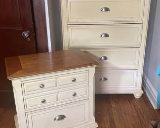 Wood Dresser And Nightstand Cream Color With Wood Top