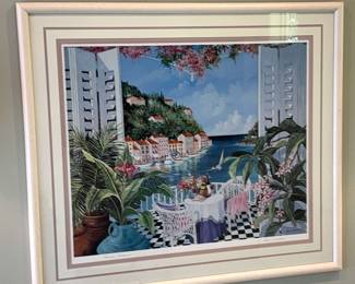 Vintage Framed Shari Hatchett Bohlmann Romantic Portofino Signed Print
