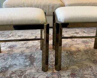 Pair of Brass Upholstery Stools