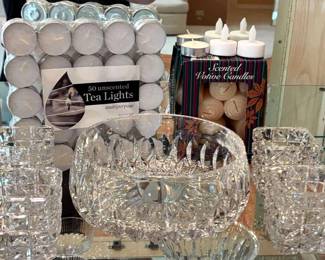 Center Bowl Four Square Candle Holders