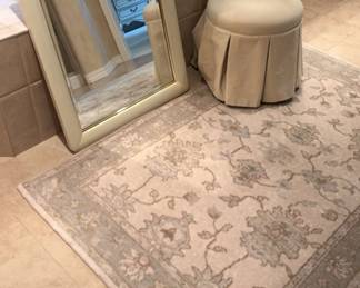 Ballard Designs Rug, Slipper Chair Framed Accent Mirror