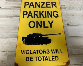 Panzer Parking only Novelty Man Cave Tin Sign
