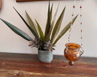 Faux plant and hanging vase