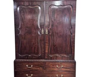 William Kent Chippendale Style Gentleman’s Wardrobe in Mahogany