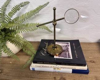 Vintage Magnifying Glass on Brass Stand