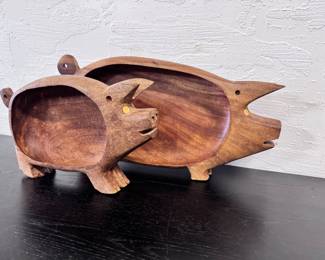 Cutest Ever Carved Pig Trays/ bowls