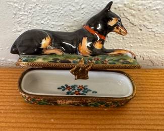 Limoges doberman trinket box