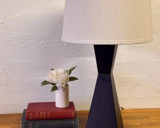 Black wood table lamp, modern