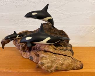 John Perri orca whale sculpture as is