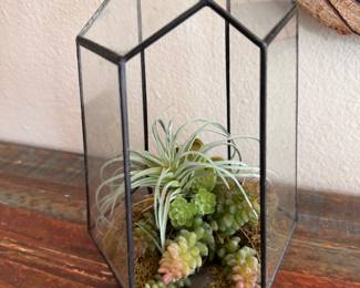 Faux plant terrarium