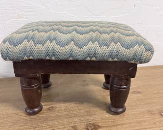 Antique Wood & Needlepoint Footstool