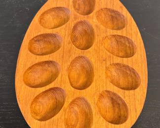 Mid Century Teak Deviled Egg Tray