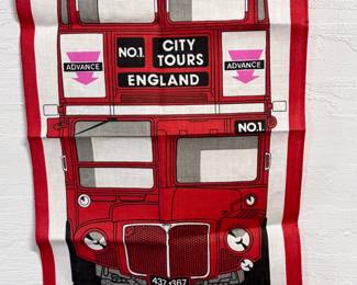 England Double Decker Bus Linen tea towel
