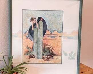 Mullan print with rare carry-over mat design in southwest deco style