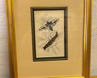 Moth caterpillar framed art