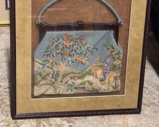 Antique framed needlepoint purse