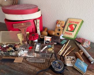 Old sewing box and all the vintage sewing goodies