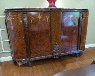 Mid-20th Century walnut, burl & mahogany sideboard