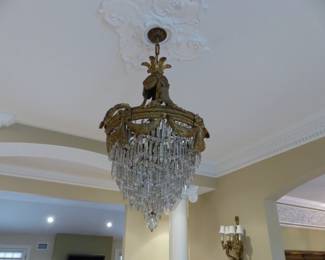 Stunning antique bronze & crystal chandelier