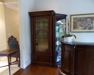 Pair of lighted cabinets for display, electronics, wine, glasses, collectibles, free standing bar